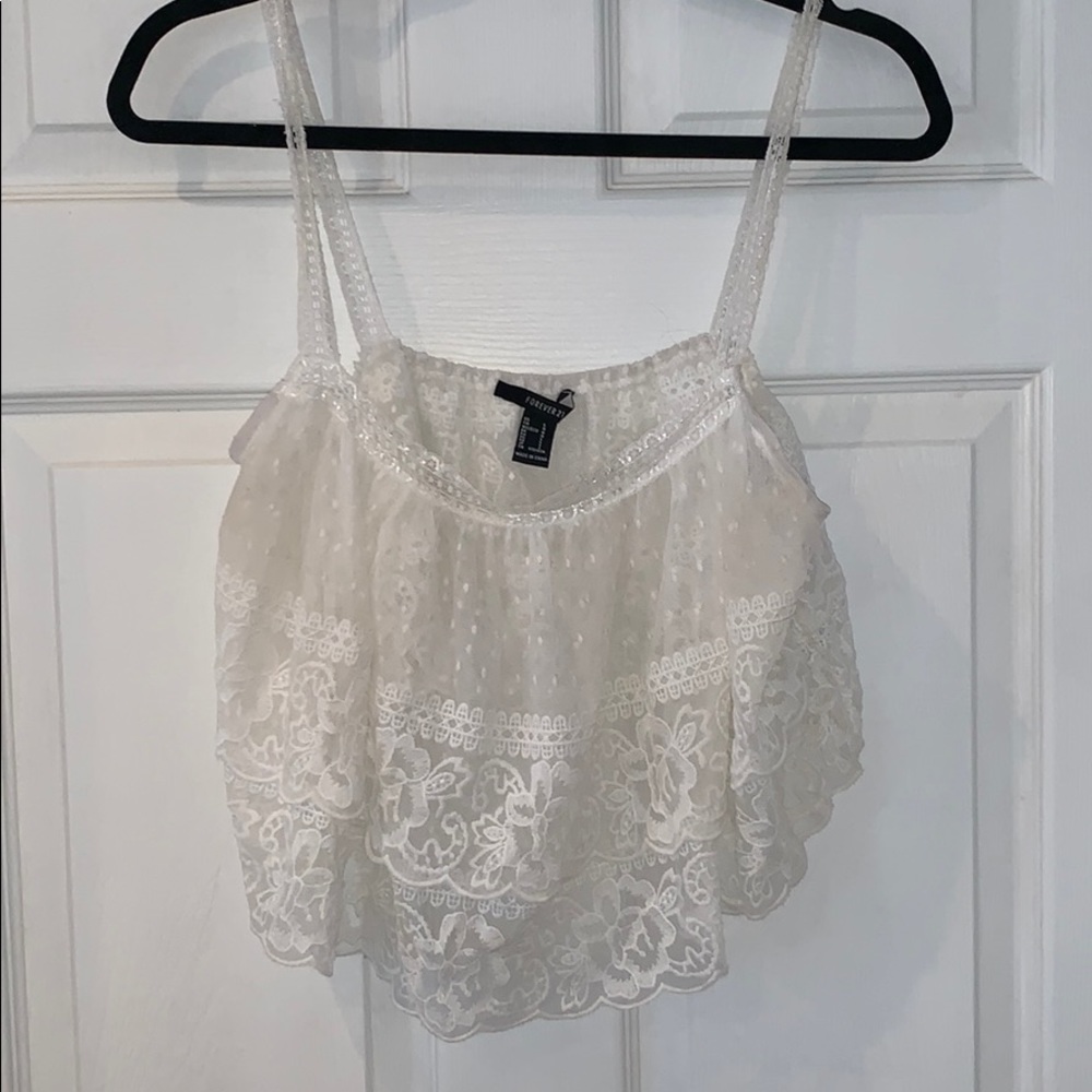 White lace crop top
